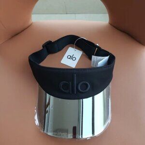Alo Black Visor with Silver Brim & Alo Yoga Black Tennis Hat